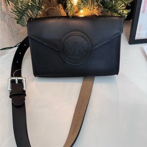 Michael Kors Black Leather S/M belt with Pouch
